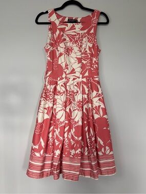 Rinascimento Made In 🇮🇹 Coral Pink Fit & Flare Dress Summer Vacation Floral